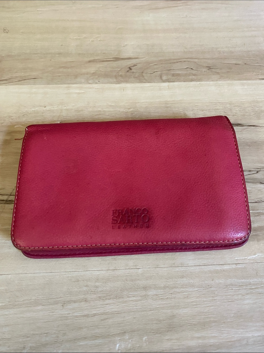Franco Sarto Dark coral Leather Zip Wallet pockets Card slots Organizer